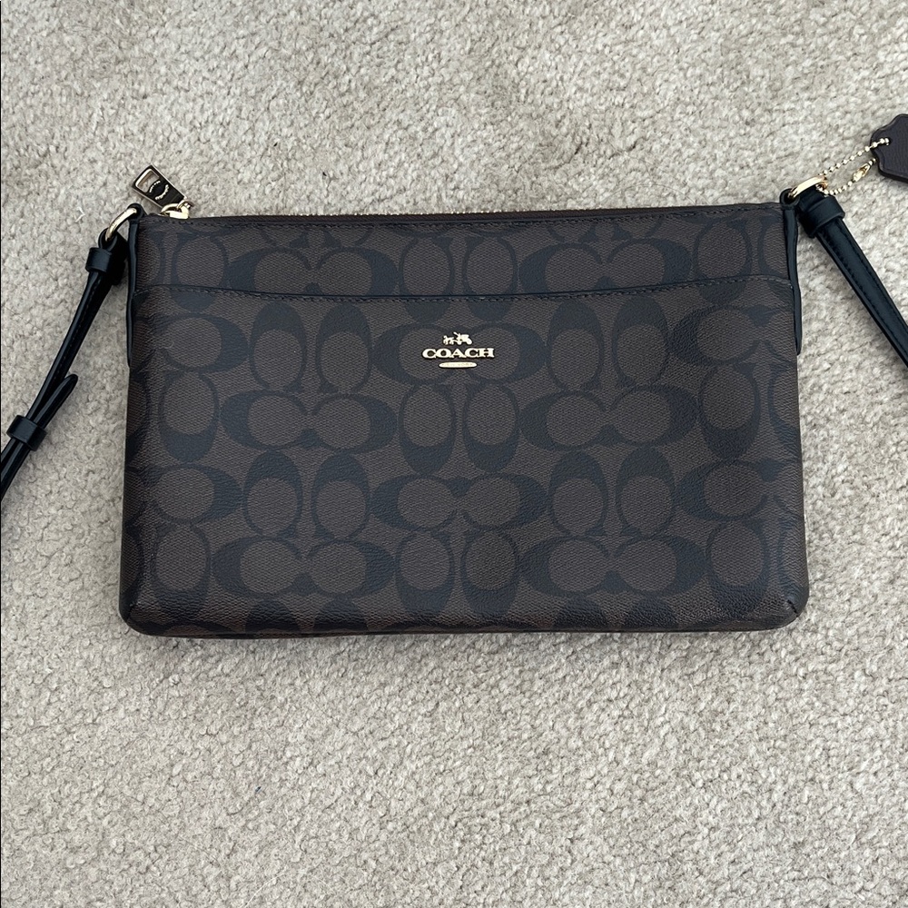 Coach Dark Brown Signature Crossbody Bag